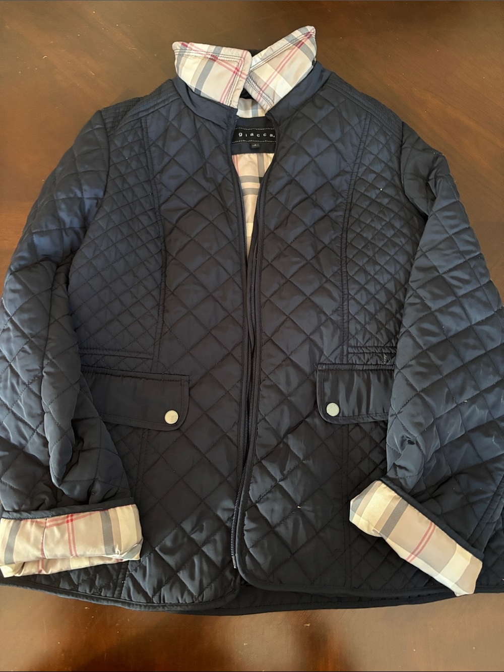 Quilted Jacket with Plaid Lining